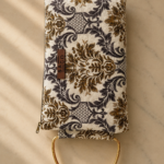 Elegant Floral Prayer Bag with gold handle
