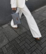Geometric patterned prayer bag with grey handle - Image 2