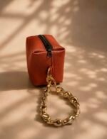 Mini burnt orange prayer bag with gold handle - Image 2