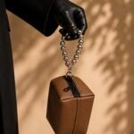 Mini brown prayer bag with silver handle