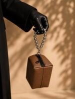 Mini brown prayer bag with silver handle