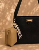 Mini beige leather prayer bag with grey praying mat - Image 3