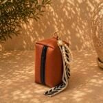 Mini burnt orange prayer bag with grey praying mat